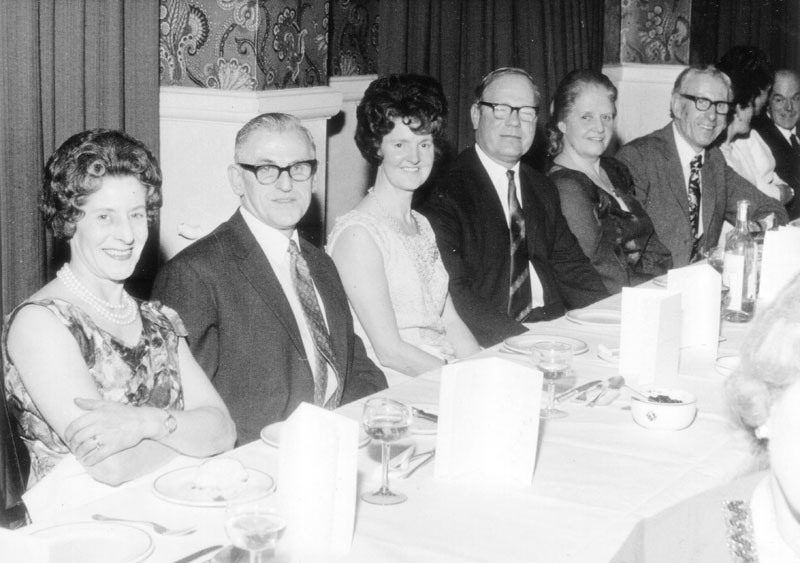 Eileen Taylor (far left) at a club dinner